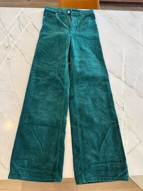 Teal Wide-Leg Corduroy Pants